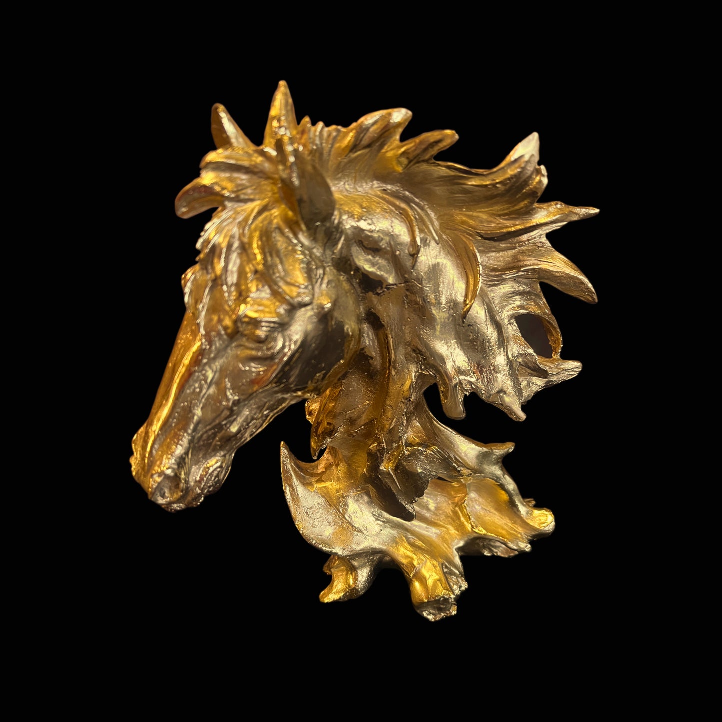 Golden Horse Head Sculpture A Rare Handmade Italian Masterpiece of Brass