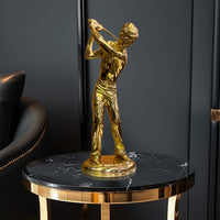 Golden Golf Player Sculpture– A Rare Handmade Italian Masterpiece of Brass and Bronze