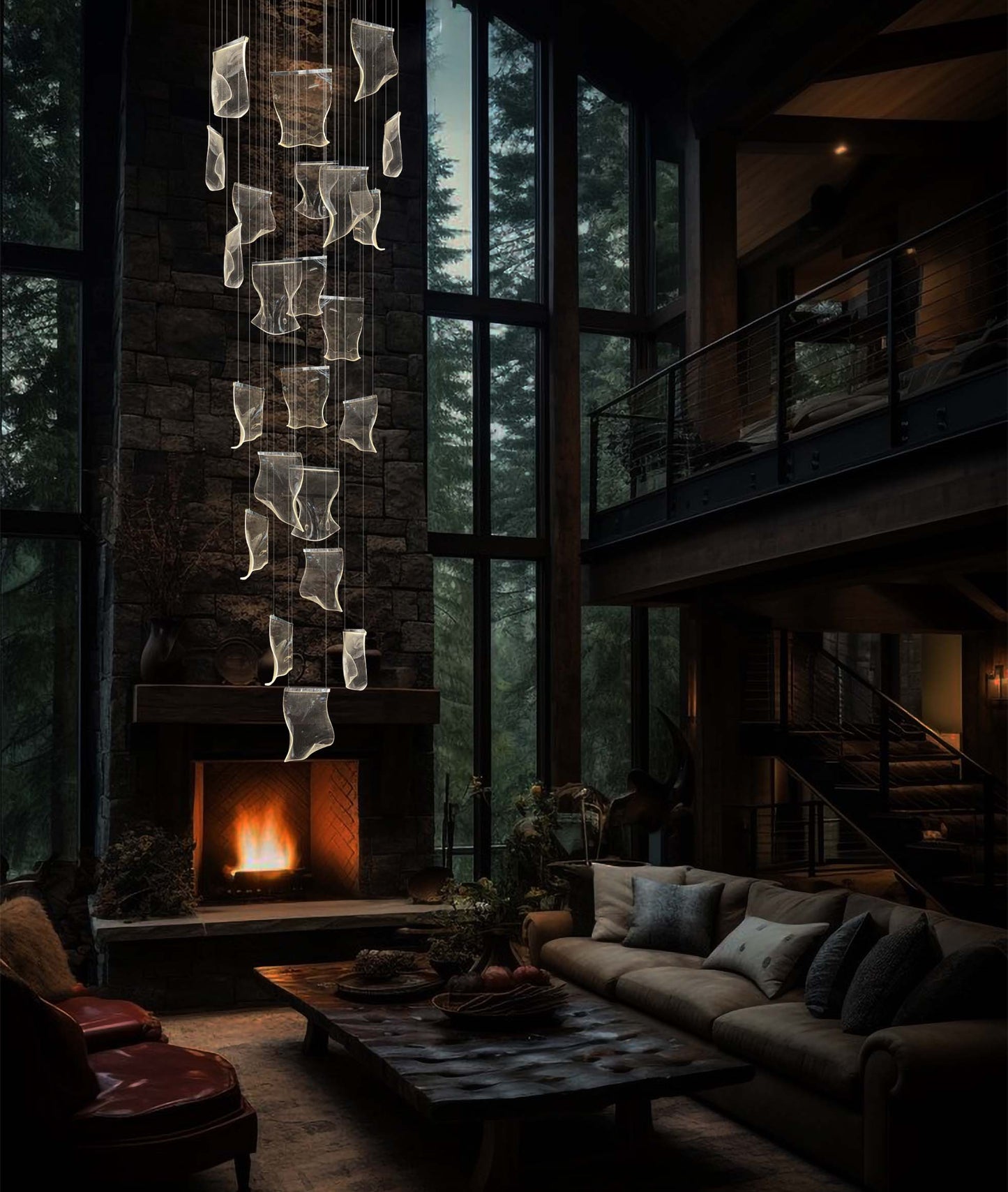 Modern Chrome LED Wave Panel Chandelier with Remote