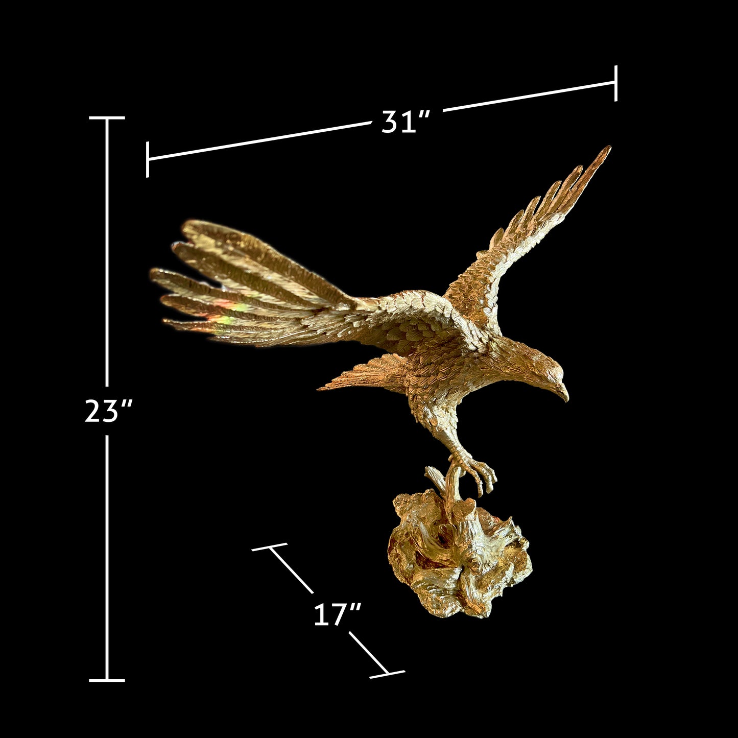 Handcrafted Italian Soild Brass American Eagle Statue