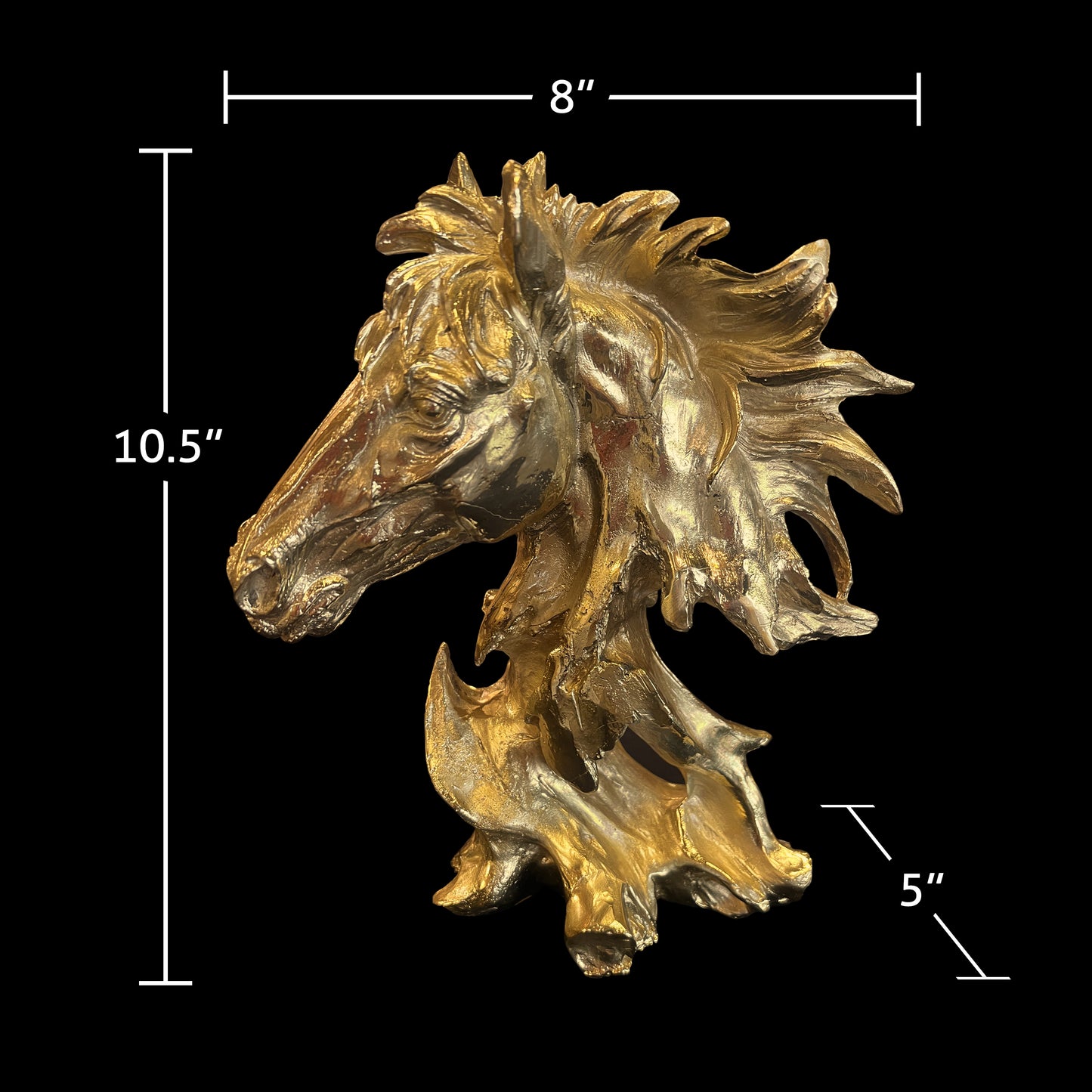 Golden Horse Head Sculpture A Rare Handmade Italian Masterpiece of Brass