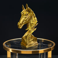 Golden Horse Head Sculpture– A Rare Handmade Italian Masterpiece of Brass and Bronze