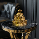 Golden Football Players Sculpture – A Rare Handmade Italian Masterpiece of Brass and Bronze