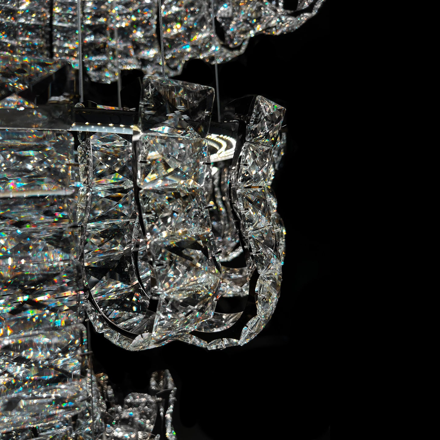 Luxury 4-Tier Chrome Crystal LED Chandelier