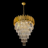 Luxury Modern Gold Crystal Chandelier with Tiered Glass Rods – Dimmable Hanging Light for Dining Room