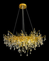 Crystal Chandelier Gold Round Dimmable Chandelier 15 Lights
