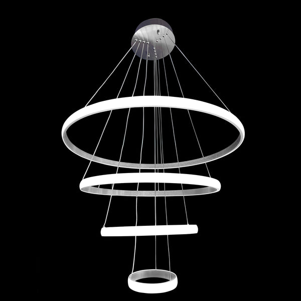 Modern Chrome Ring LED Chandelier – Adjustable Height, 2700K Warm Light