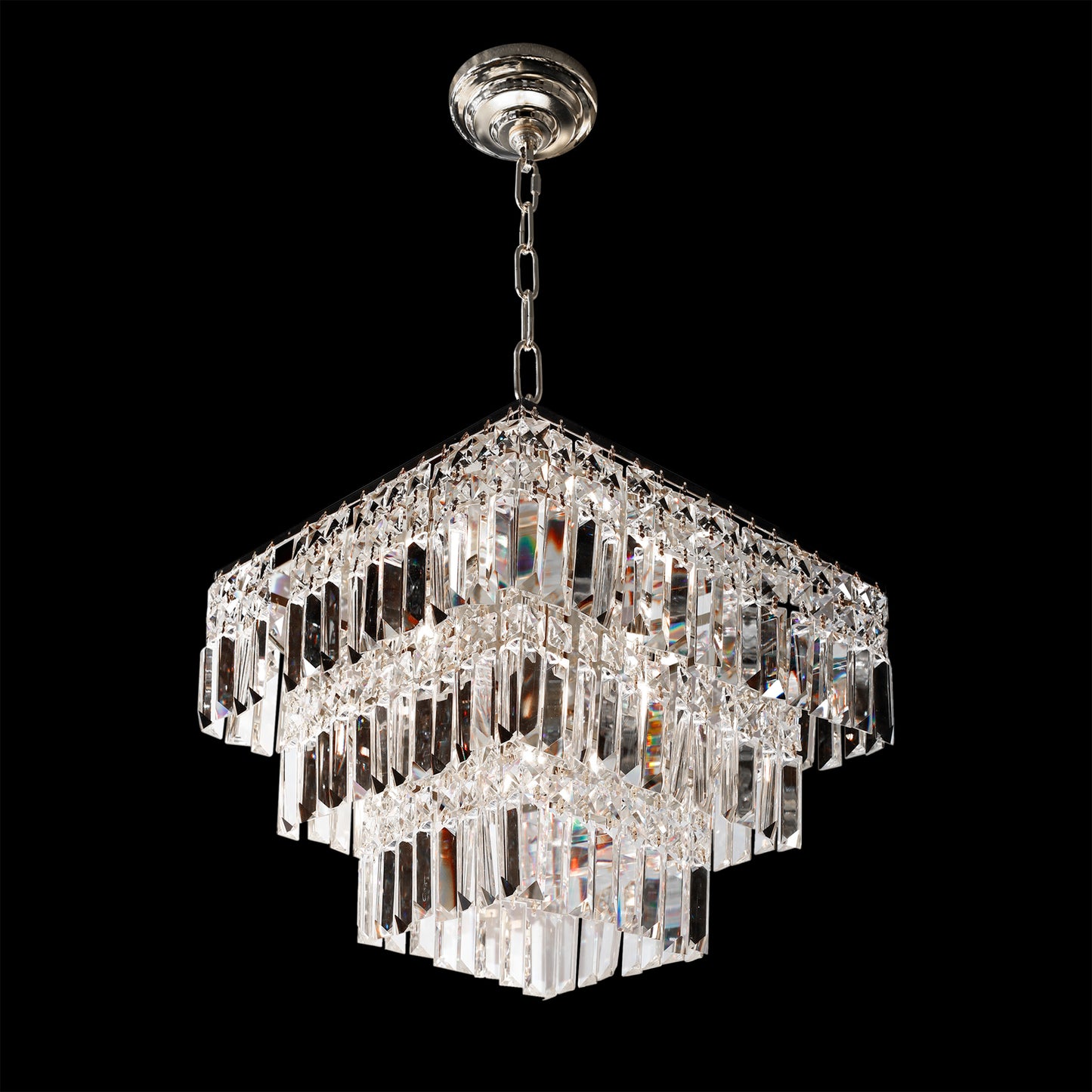 Luxury chrome 3 tier crystal chandelier 16 inch modern pendant light
