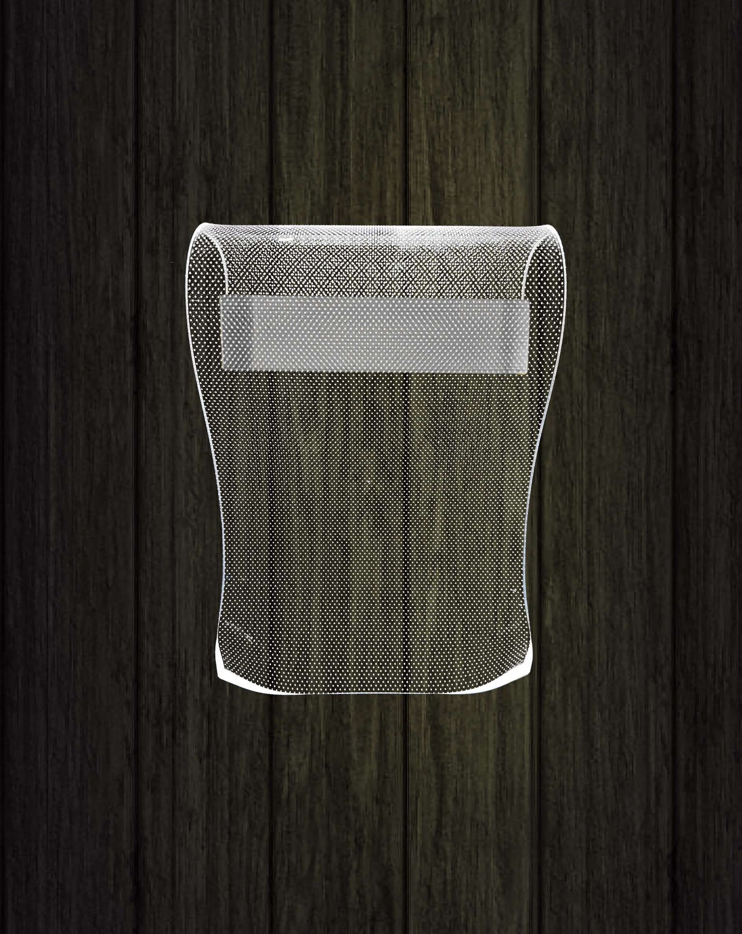 Close-up of chrome curved mesh acrylic LED wall sconce