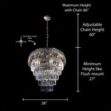  Dimension diagram showing adjustable chain and chandelier height