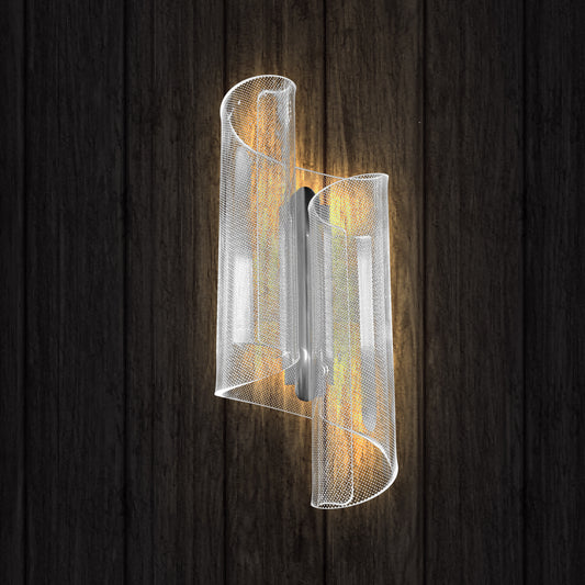 Curved Acrylic Mesh Chrome LED Wall Sconce
