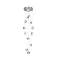 Luxury Silver Modern Crystal Chandelier – Dimmable Starburst Spiral LED Pendant Light
