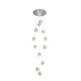 Luxury Silver Modern Crystal Chandelier – Dimmable Starburst Spiral LED Pendant Light