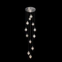 Luxury Silver Modern Crystal Chandelier – Dimmable Starburst Spiral LED Pendant Light