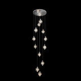 Luxury Silver Modern Crystal Chandelier – Dimmable Starburst Spiral LED Pendant Light