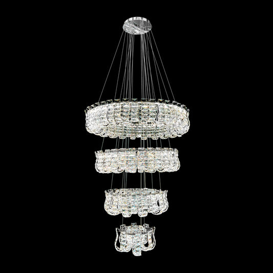 4 Tier Dimmable Chrome Crystal LED Chandelier with Remote Control Luxury Modern Ceiling Light