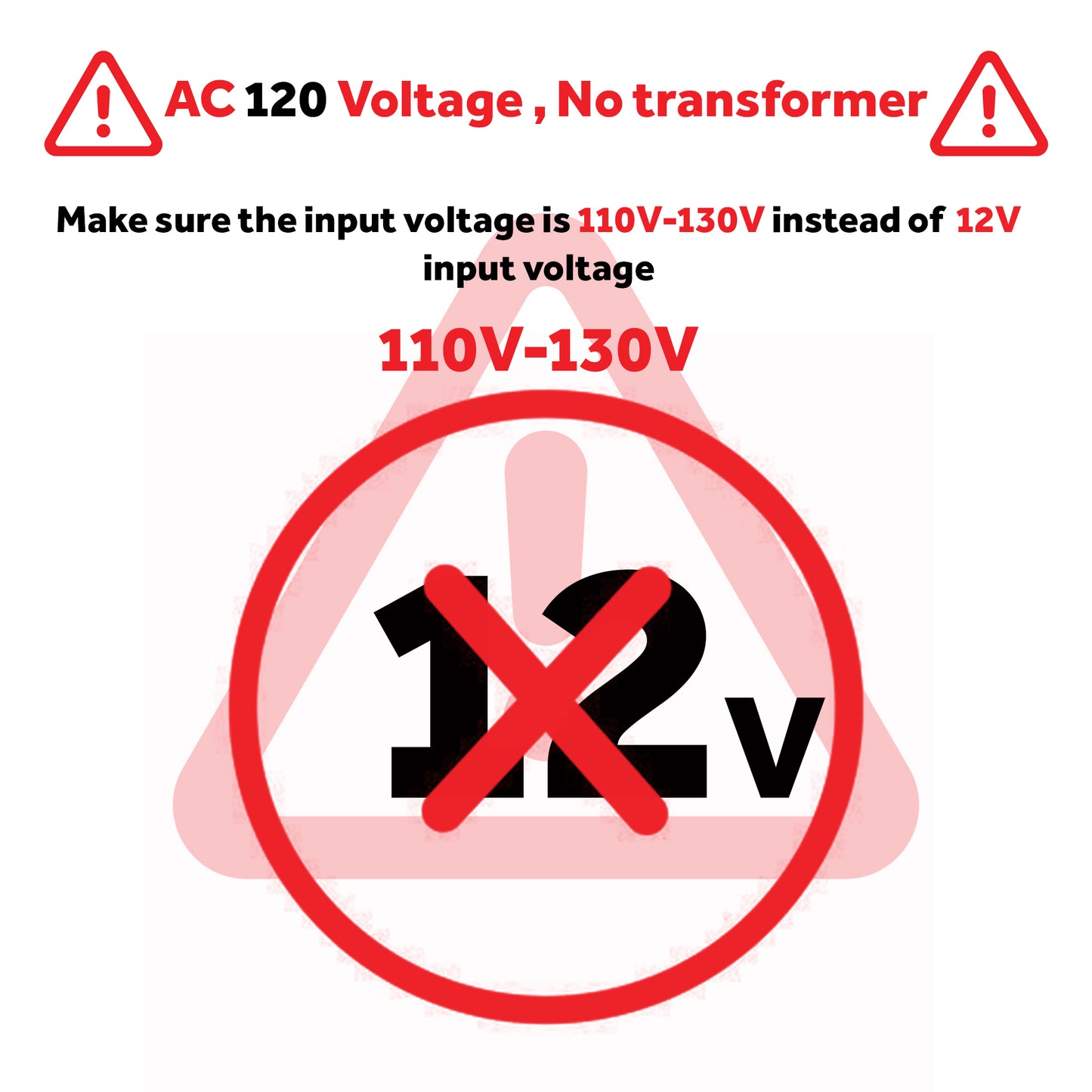 G4 halogen bulb 110V voltage requirement warning.
