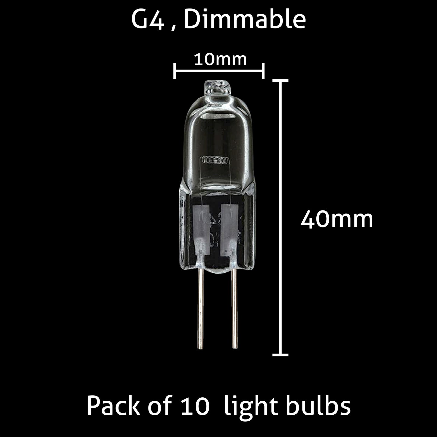 G4 halogen bulb size and dimensions 40mm