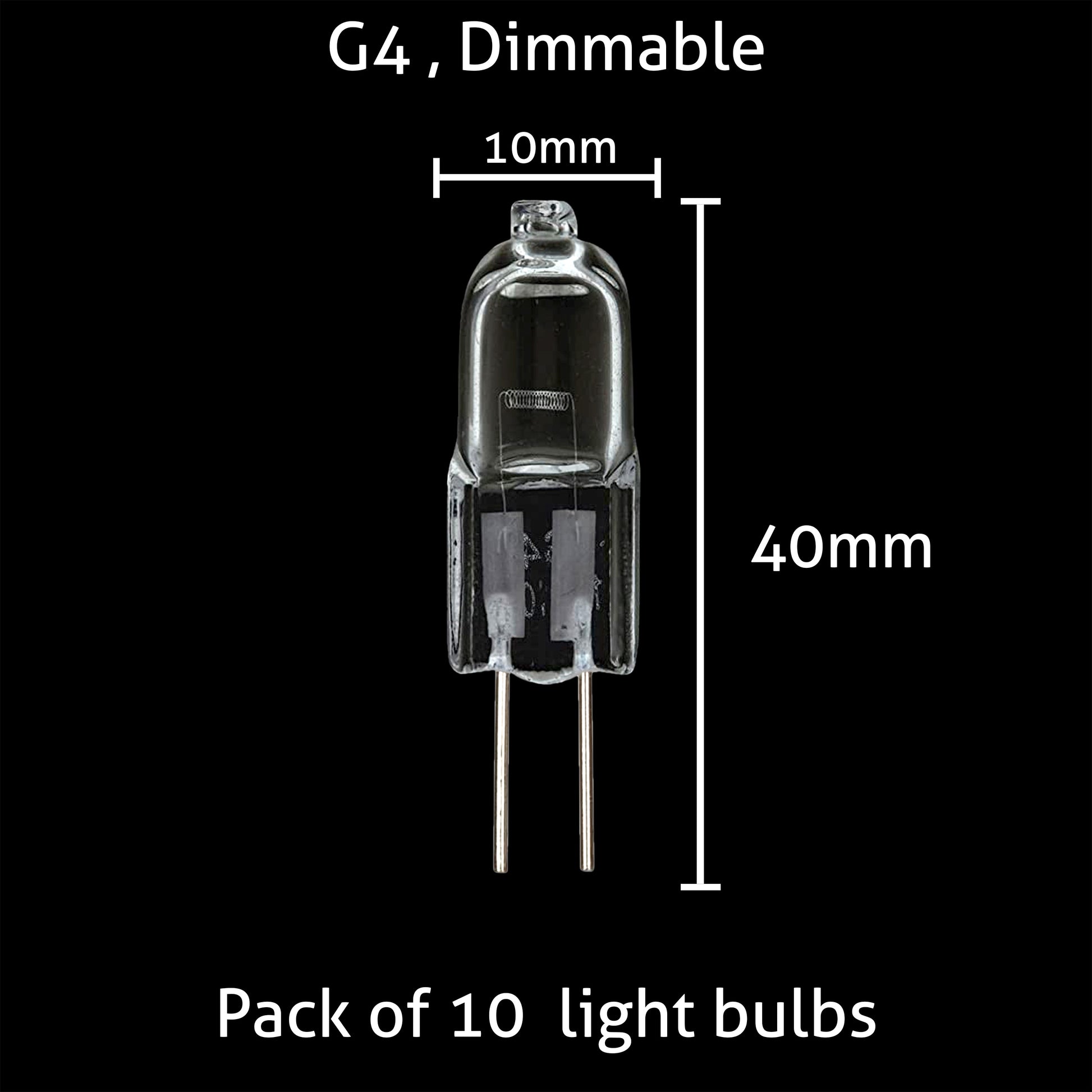 G4 halogen bulb size and dimensions 40mm