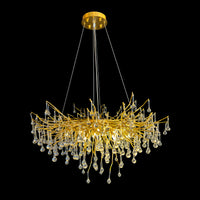 Modern Luxury Gold Crystal Chandelier – Handmade G9 LED Drop Pendant with Branch Glass Design