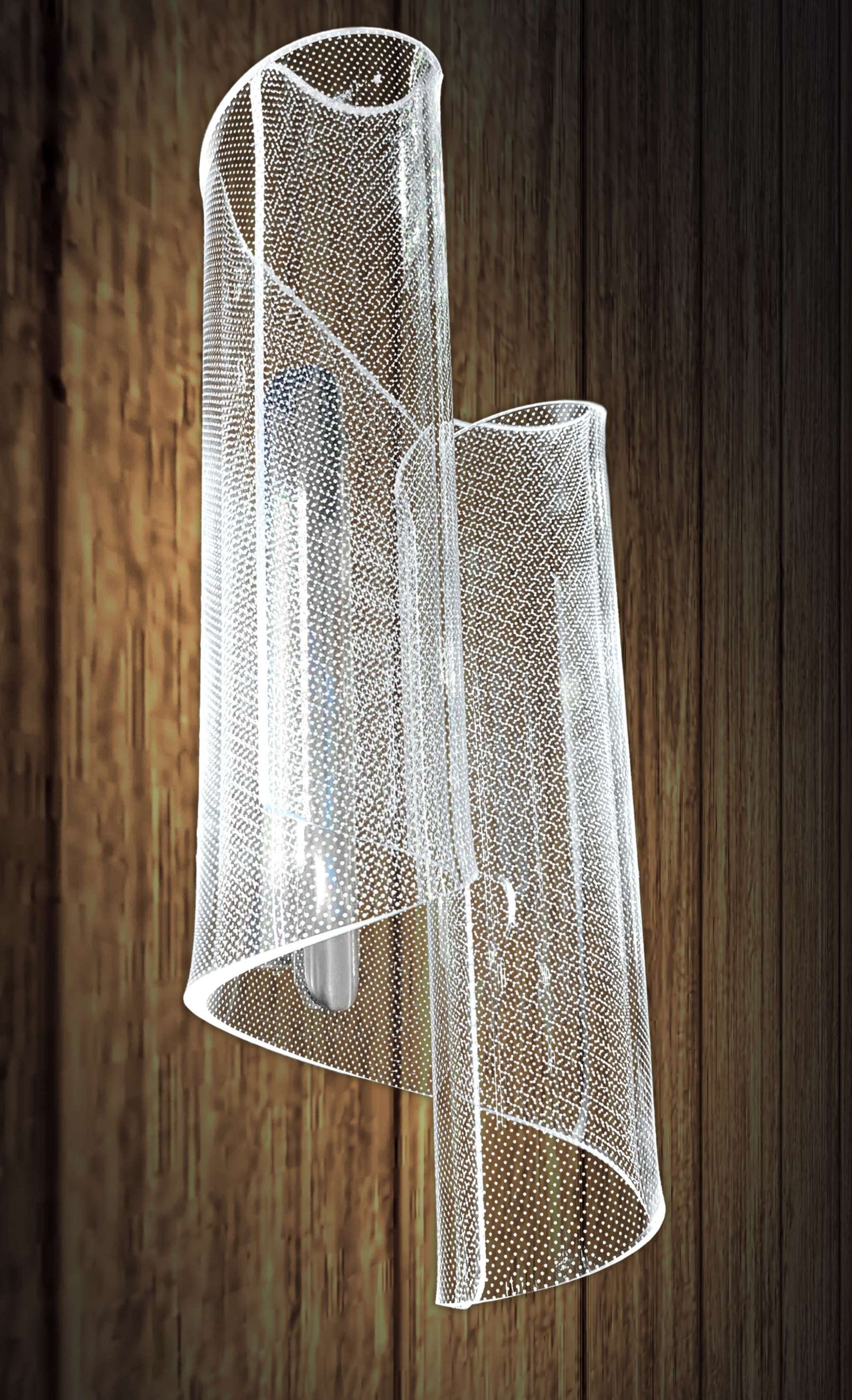 Modern Curved Mesh Wall Sconce – Chrome Finish LED Accent Light for Hallway & Living Room