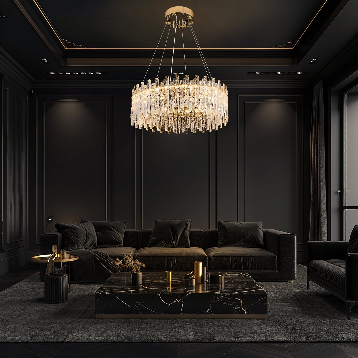 Modern Crystal LED Gold Round chandelier