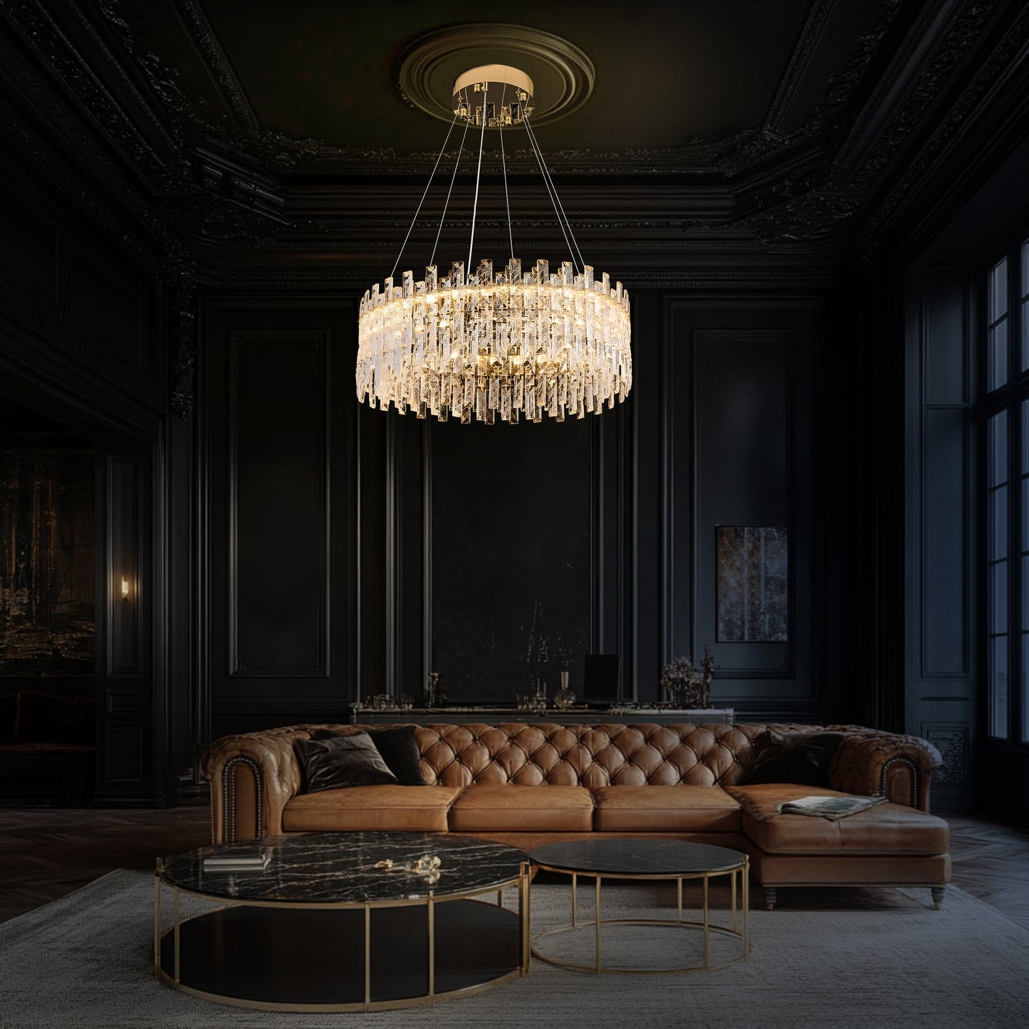 Modern Crystal LED Gold Round chandelier