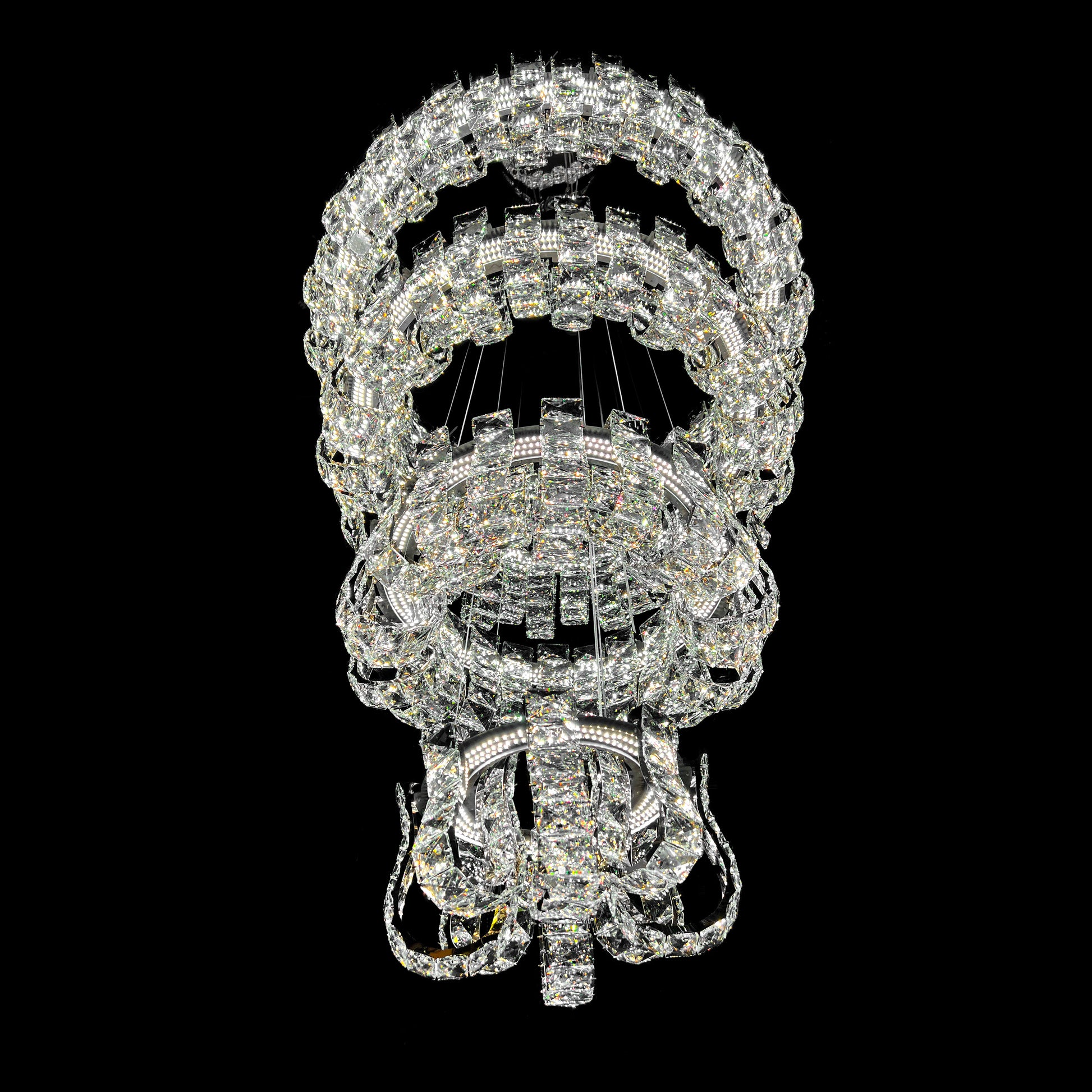 Crystal chandelier on a black background