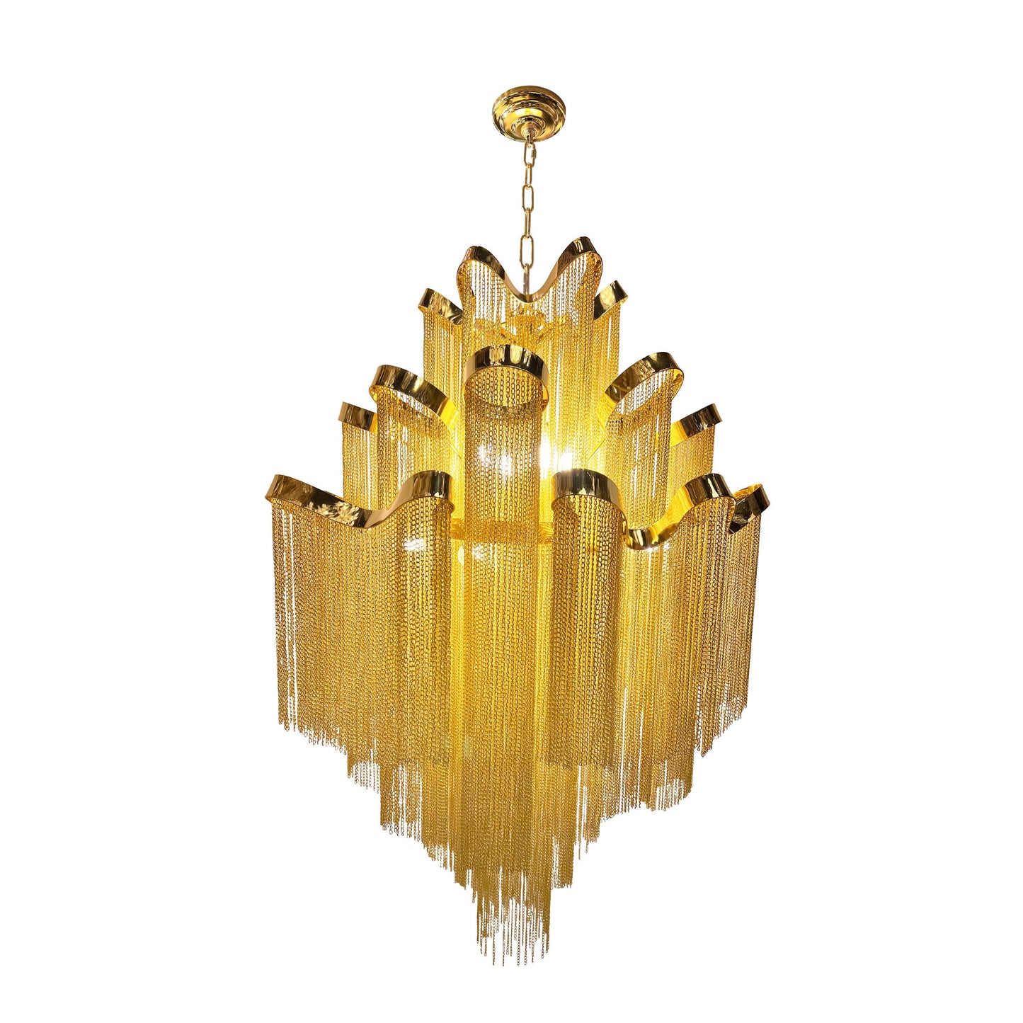 Modern gold  dimmable chain chandelier