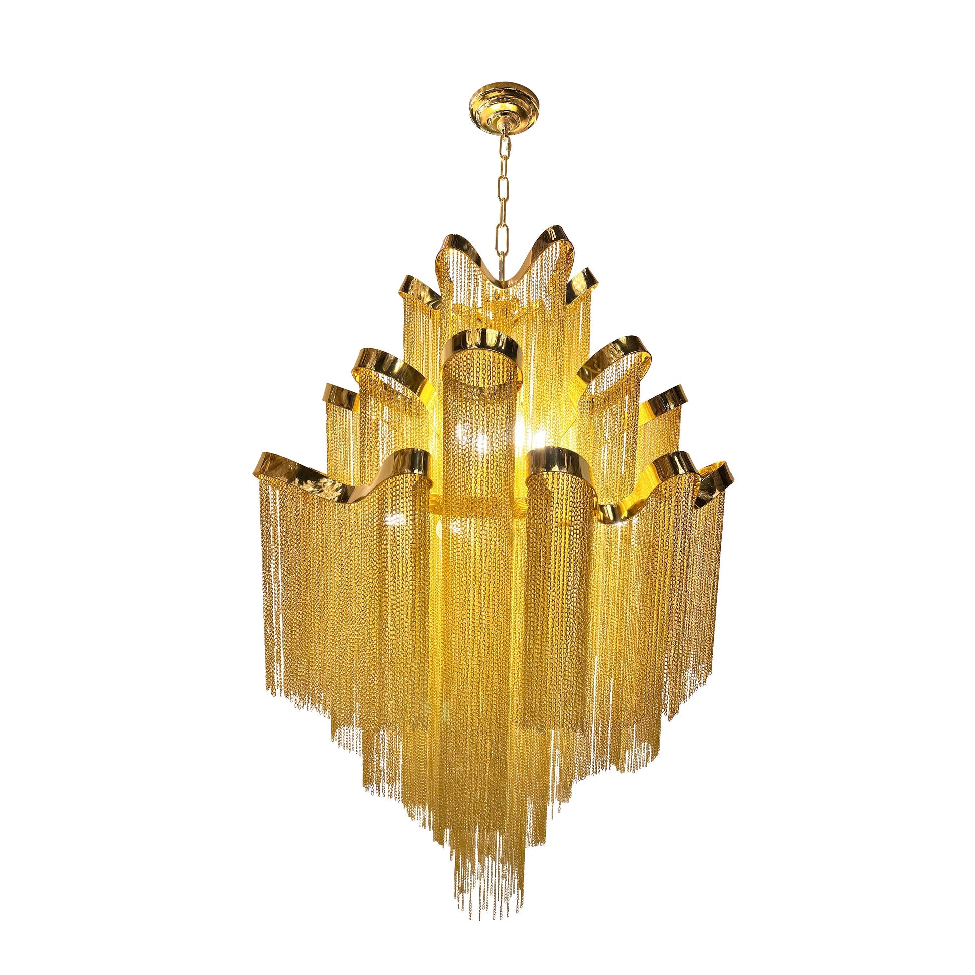 Modern gold  dimmable chain chandelier