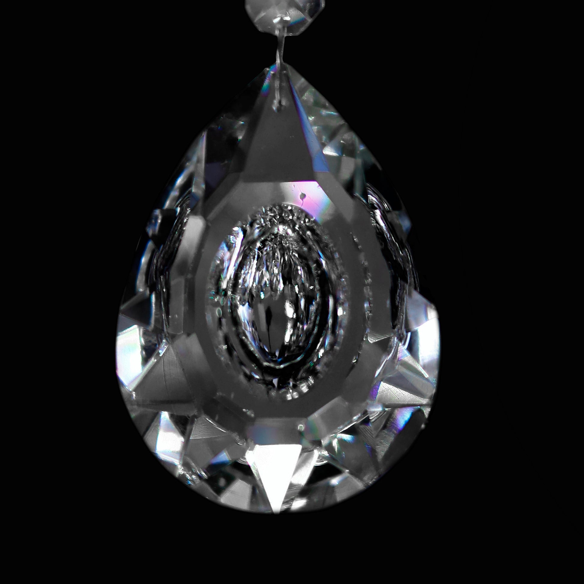 High-clarity teardrop crystal detail on Maria Theresa chandelier 45-inch