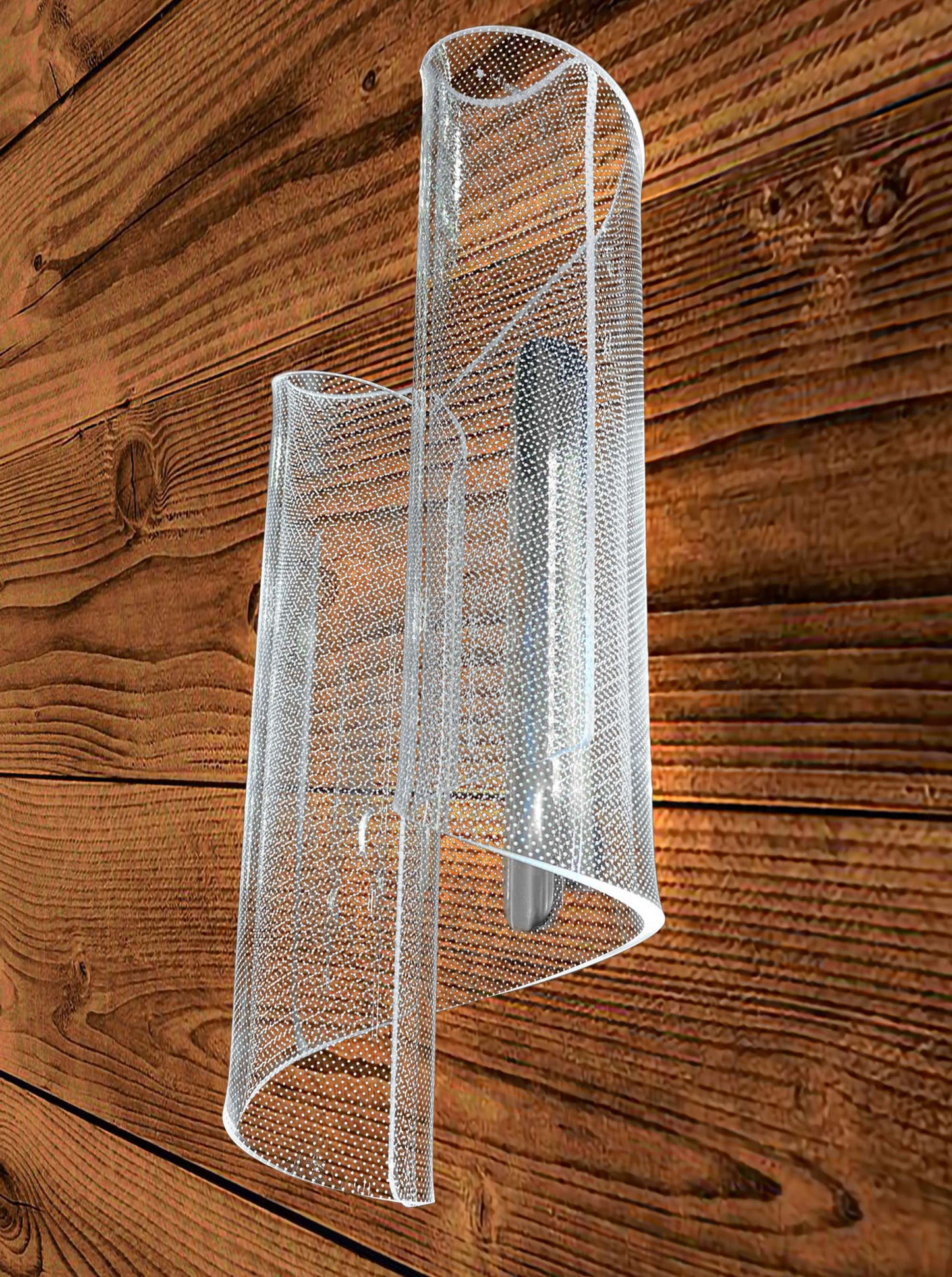 Modern Curved Mesh Wall Sconce – Chrome Finish LED Accent Light for Hallway & Living Room