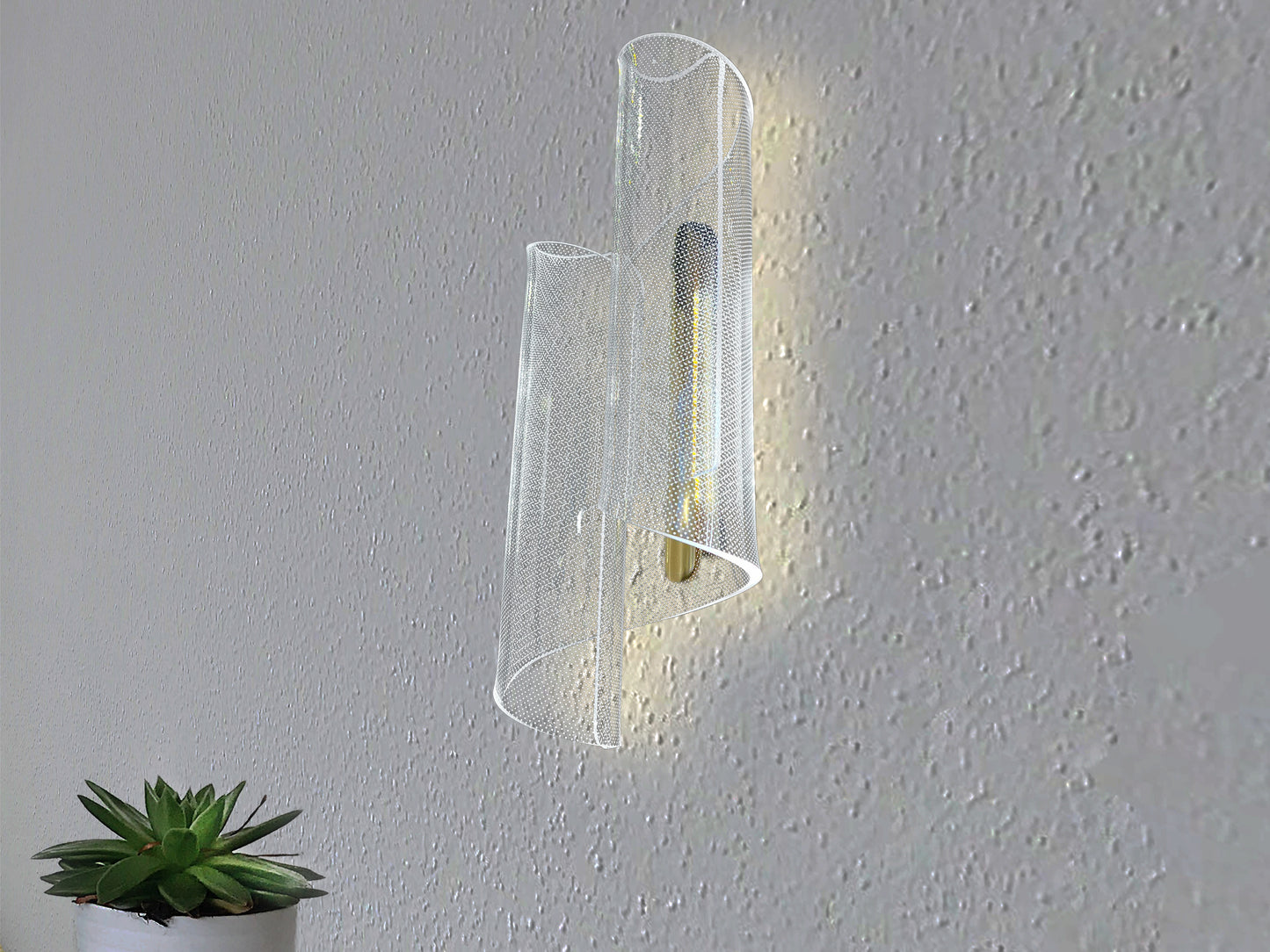 Modern Curved Mesh Wall Sconce – Gold Finish LED Accent Light for Hallway & Living Room
