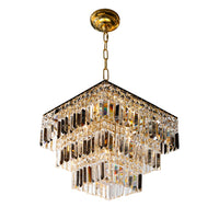 Luxury Square Crystal Chandelier 16" W Gold