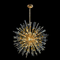 Elegant Handmade Glass Dimmable Pendant Chandelier – 34" Gold Finish for Dining & Living Spaces