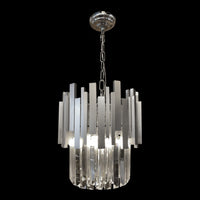 Modern 2-Tier Crystal Chandelier – Rectangular Glass Pendant Light in Silver Finish