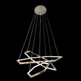 Modern Chrome LED Chandelier – Geometric Pendant Design with Integrated Strip Light