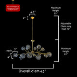 chandelier dimension diagram showing height and diameter