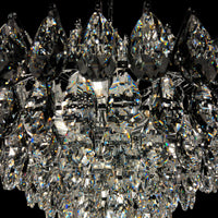 closeup chrome crystal teardrop chandelier