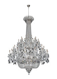 Full view of luxury chrome empire crystal chandelier with tiered crystal arms and elegant symmetry