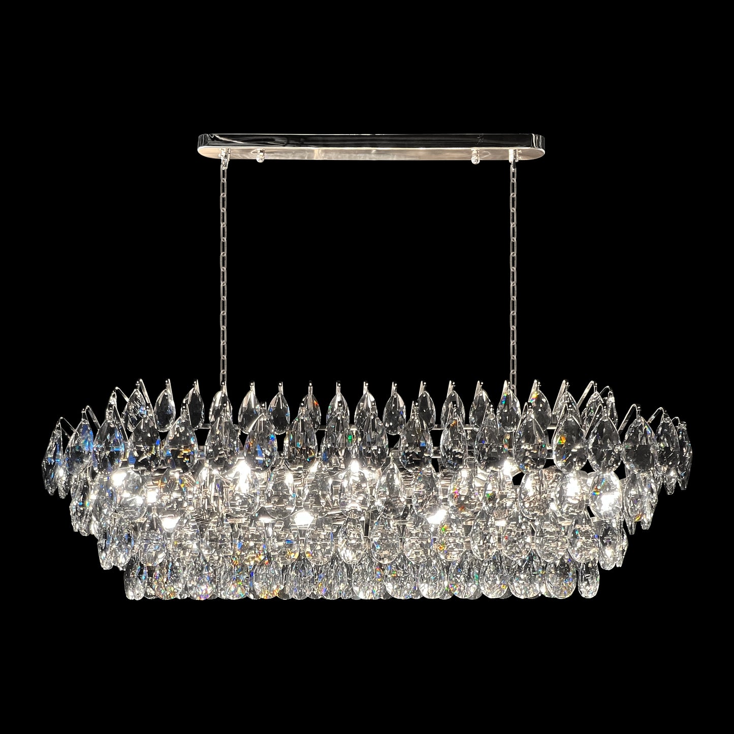 Crystal chandelier with a black background
