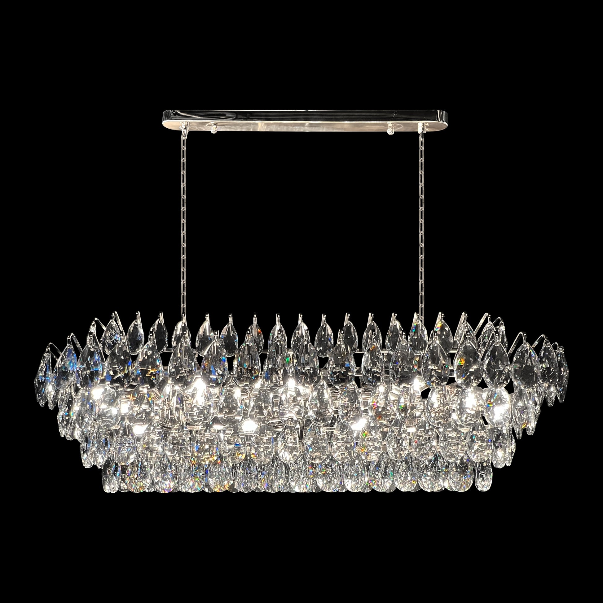 Crystal chandelier with a black background