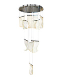 Close-up of acrylic wave panel on Chrome LED chandelier