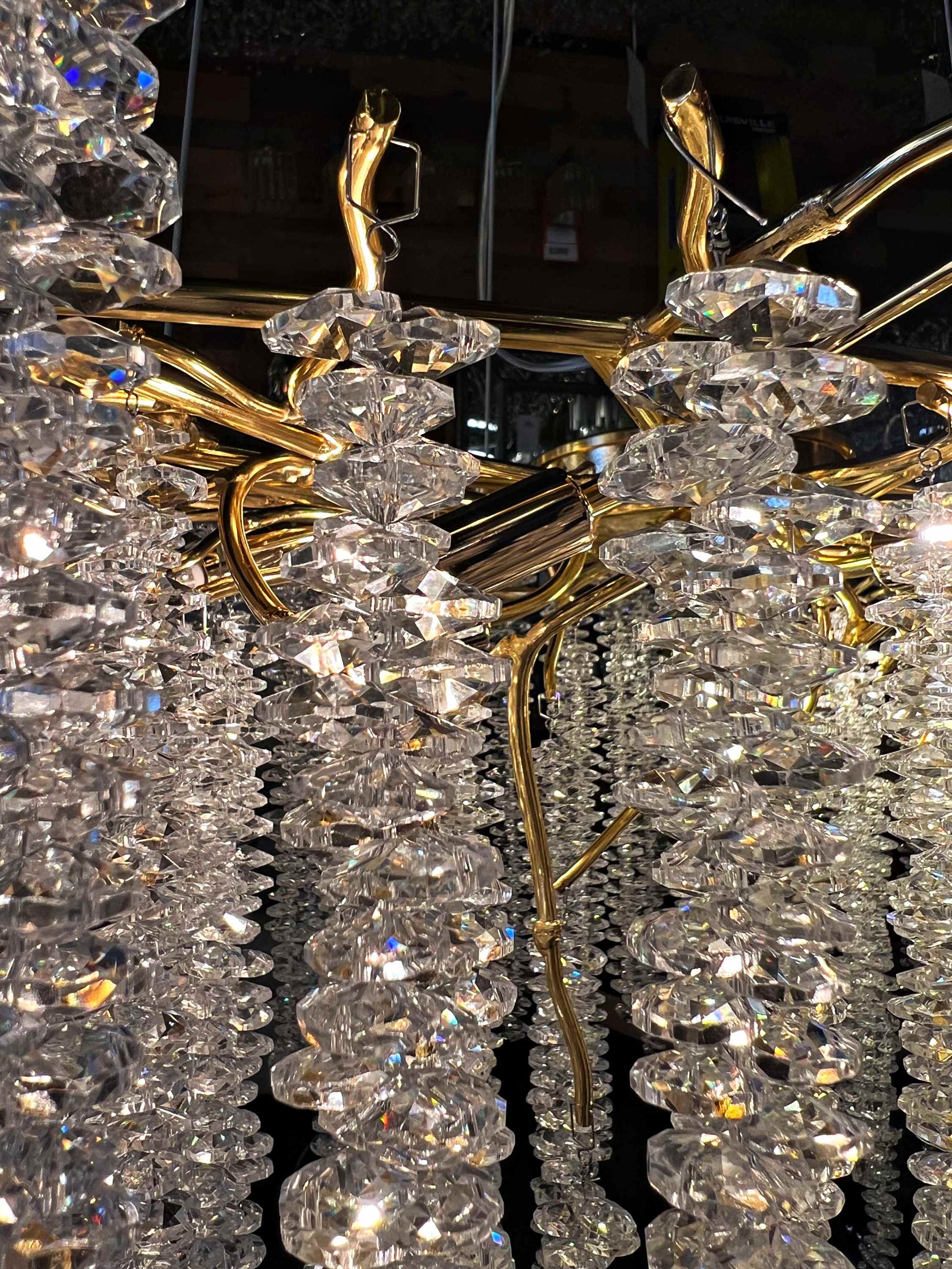 Handcrafted crystal strands with gold metal frame