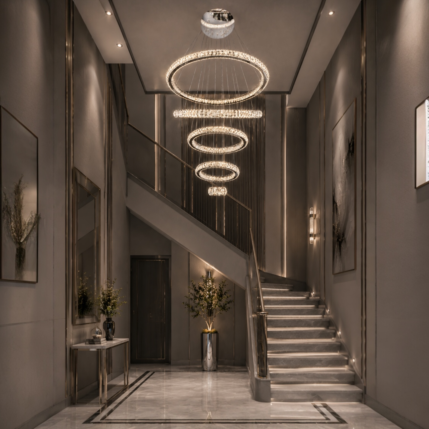 Five-Tier Cascading Crystal LED Chandelier