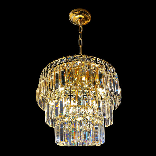 Chandelier with crystal accents on a black background