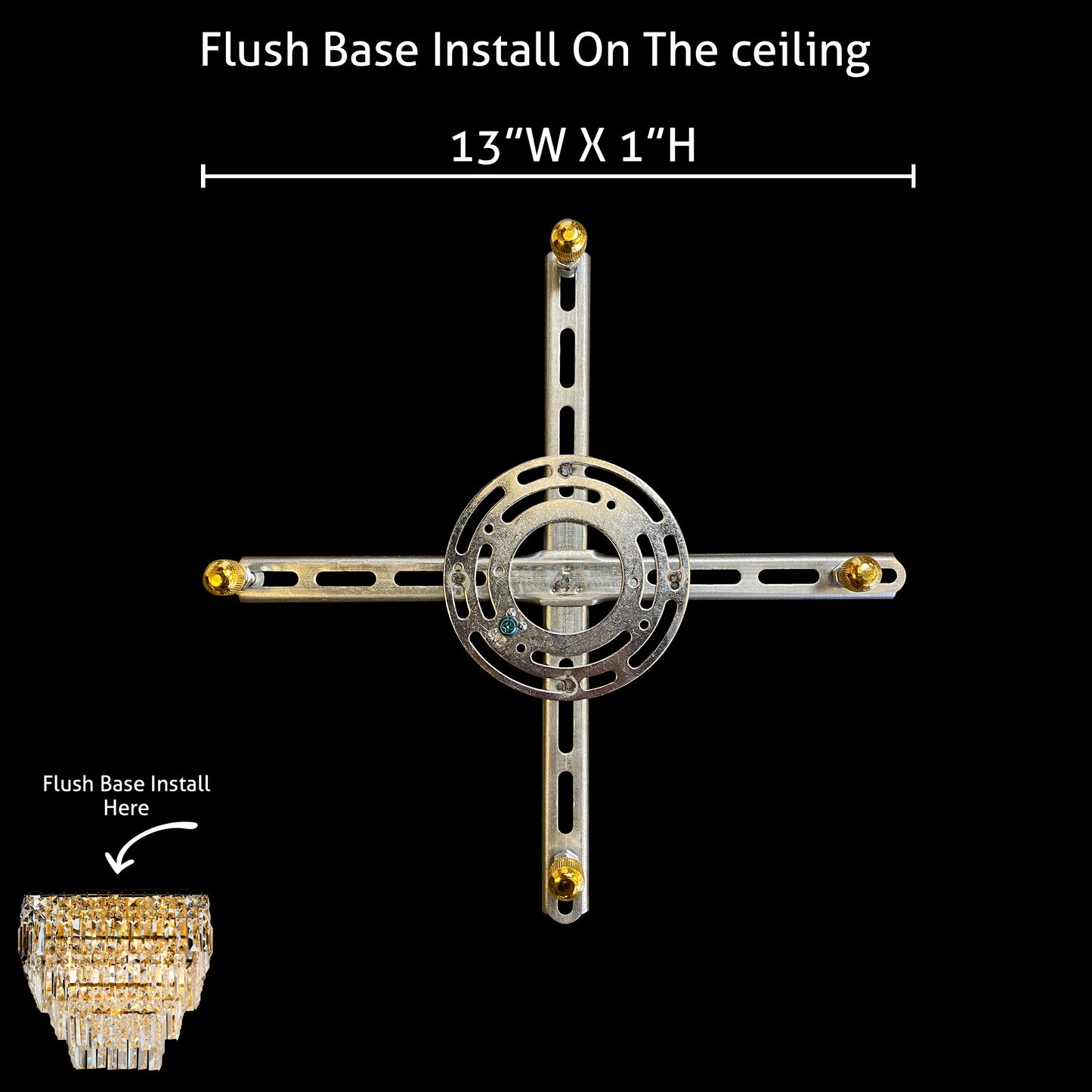 Gold 3 tier chandelier flush mount installation base diagram
