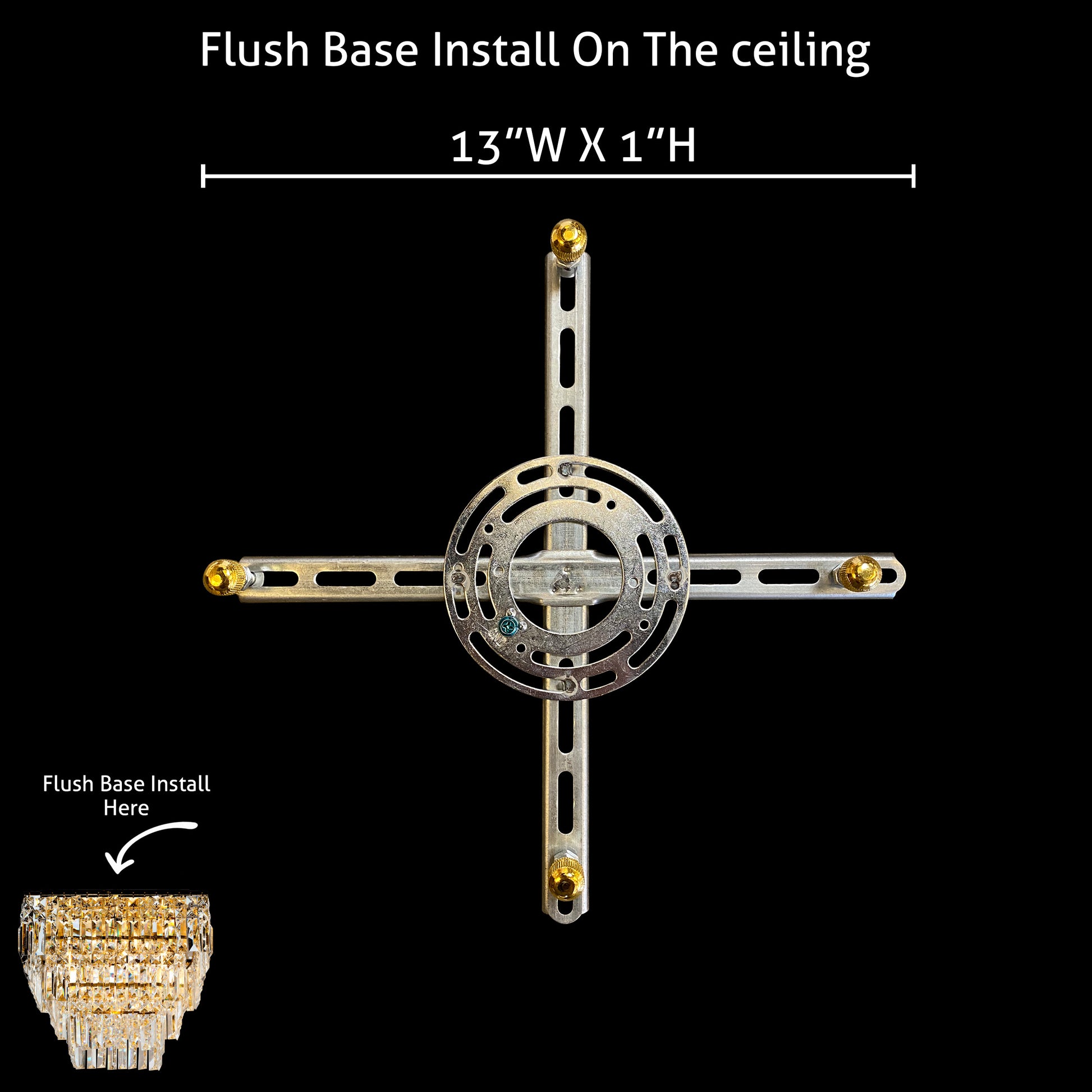 Gold 3 tier chandelier flush mount installation base diagram
