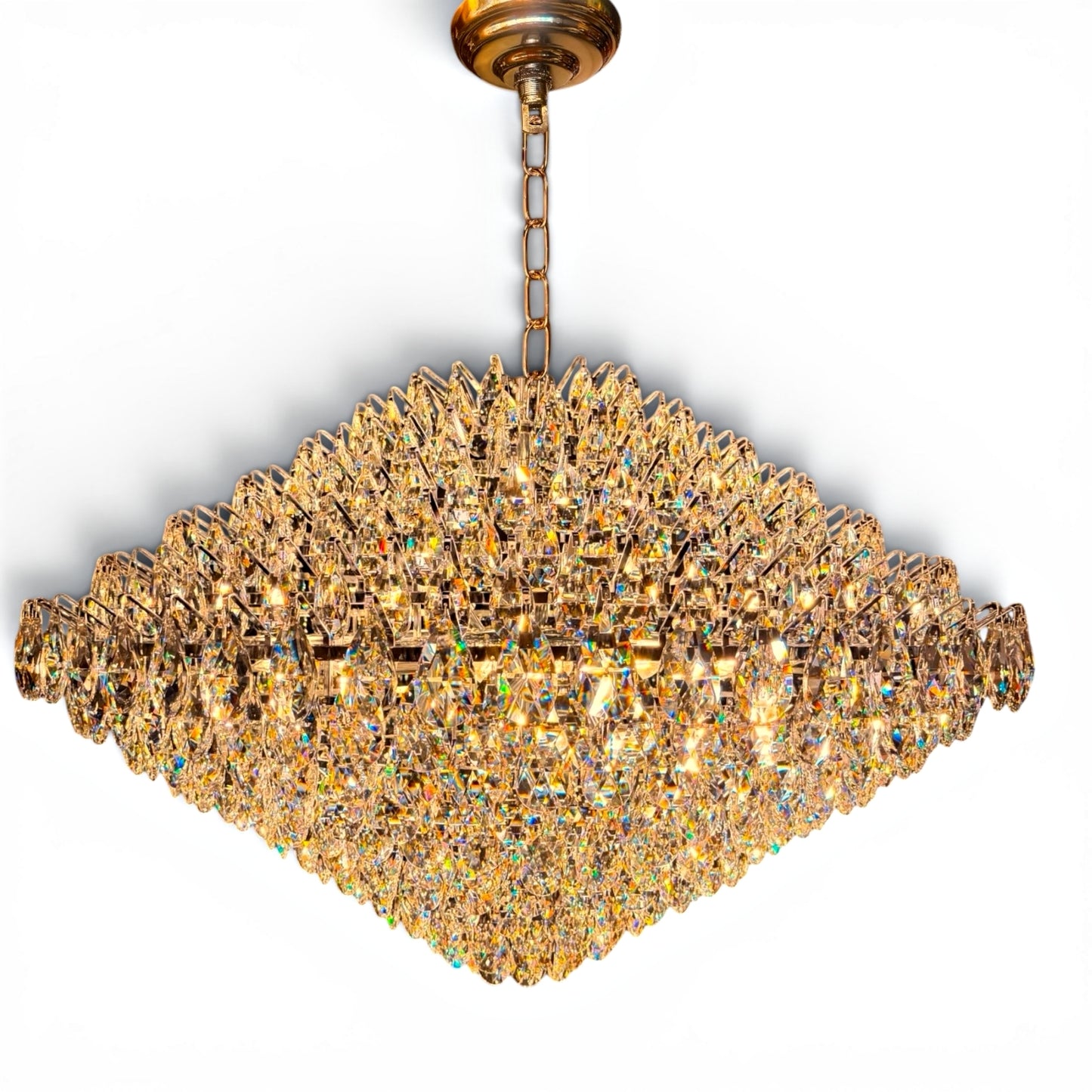 Luxurious crystal chandelier on a white background