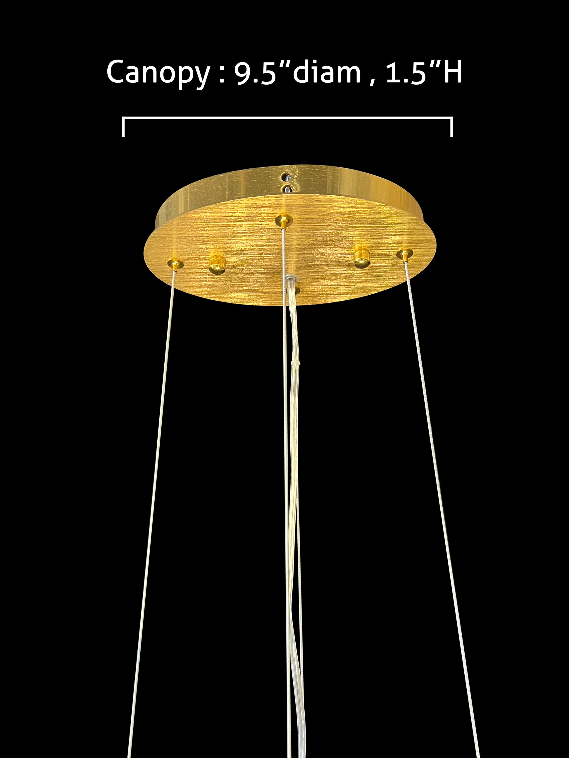 rectangular  gold canopy and hanging cables detail